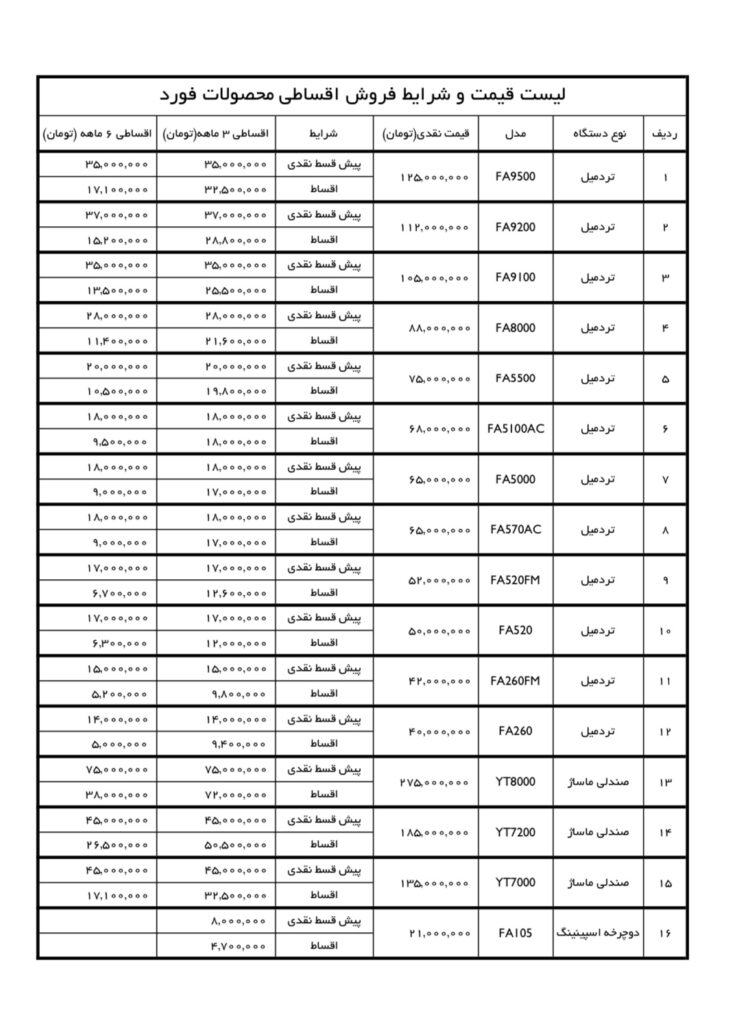 خرید اقساطی لوازم ورزشی